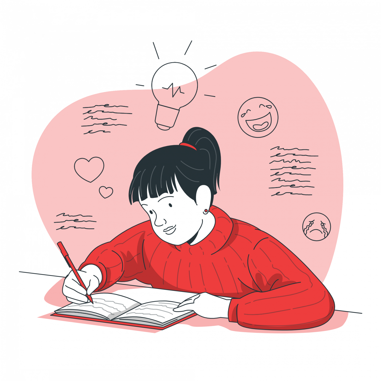 A girl writing upes assignments banner images